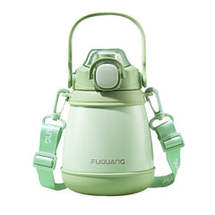 Stainless Steel Insulated Water Bottle With A Popping Lid And Straw