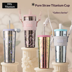 Pure Titanium Insulated Cup With Straw Large-capacity Portable Coffee Mug