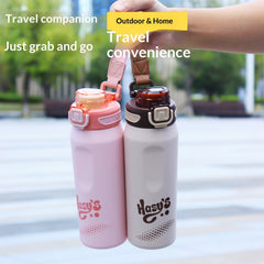 316 Stainless Steel Outdoor Portable Sports Water Bottle With Carrying Strap
