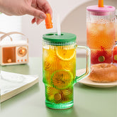 Women's Large-capacity Glass Cup With Straw