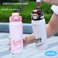 316 Stainless Steel Outdoor Portable Sports Water Bottle With Carrying Strap