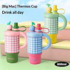 Womens Large-capacity Stainless Steel Straw Mug