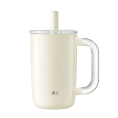 Insulated Straw Cup Large-Capacity Ceramic-Inside Portable Cold-Keeping Coffee Mug