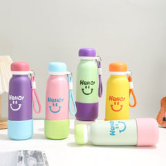 Stainless Steel Portable Handle Straw Sports Water Bottle