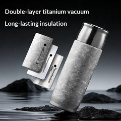 Magnetic-Attachment Lid Double-Walled Titanium Insulated Water Bottle