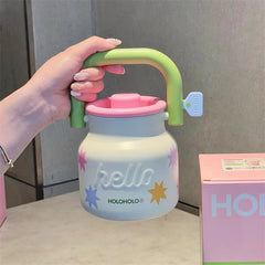 Thermal Cup Girly Straw Water Bottle