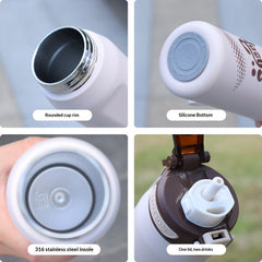 316 Stainless Steel Outdoor Portable Sports Water Bottle With Carrying Strap