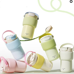 Thermal Mug Cold-preserving Travel-friendly With A Ceramic Inner Liner And A Straw