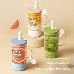 Creative Cartoon-Printed Large-Capacity Borosilicate Glass Mug