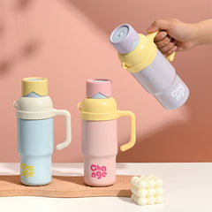 Stainless Steel Insulated Mug Large-capacity Straw Water Bottle