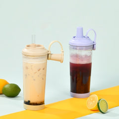 Portable Magnetic-Suction Handle BOBA Straw Water Bottle
