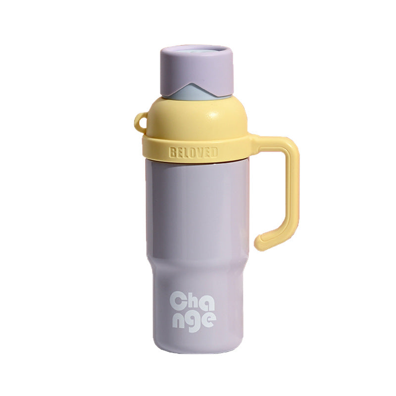 Stainless Steel Insulated Mug Large-capacity Straw Water Bottle