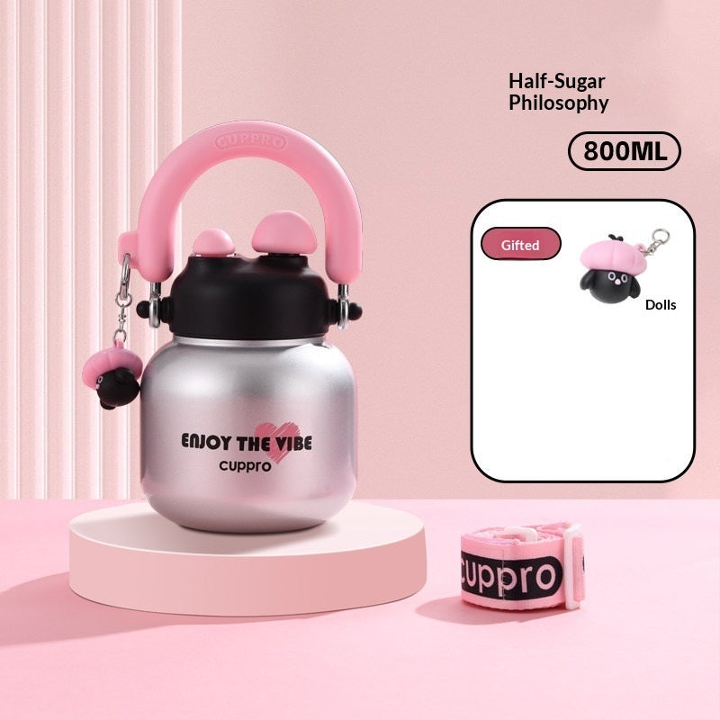 Large-capacity Insulated Stainless Steel Straw Water Bottle