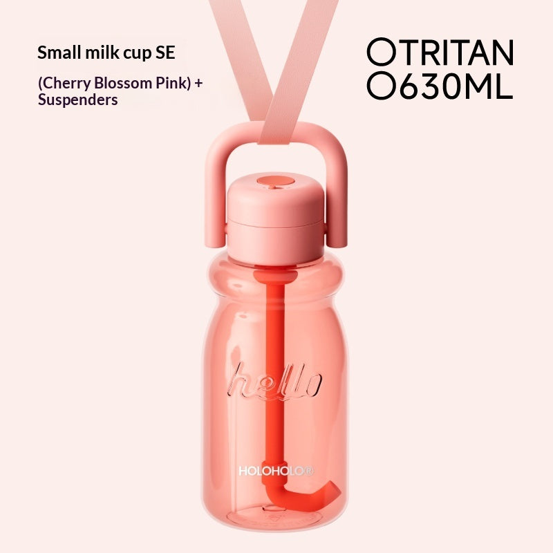 Portable Outdoor Travel Plastic Kids Straw Water Bottle