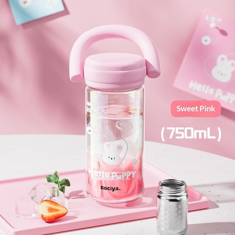 High-capacity Hand-held Coffee Mug With Tea-water Separation