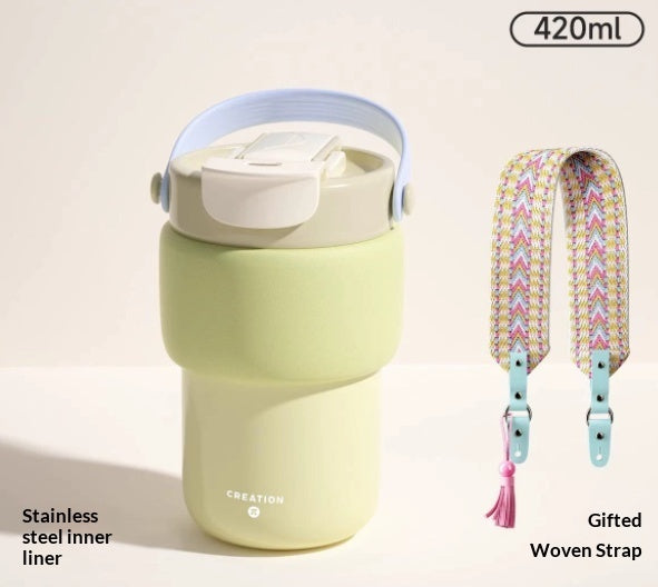 Thermal Mug Cold-preserving Travel-friendly With A Ceramic Inner Liner And A Straw