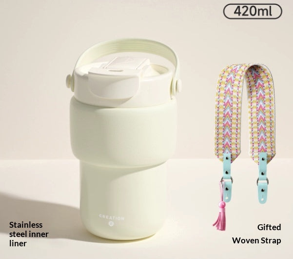 Thermal Mug Cold-preserving Travel-friendly With A Ceramic Inner Liner And A Straw