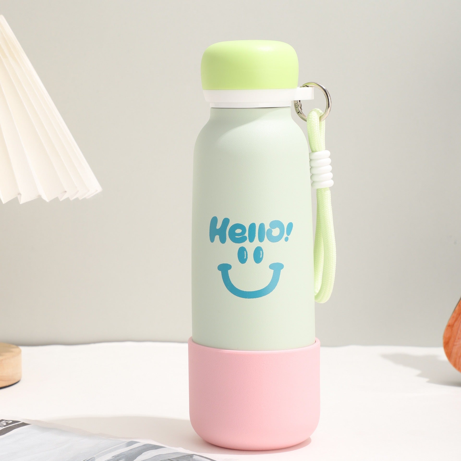Stainless Steel Portable Handle Straw Sports Water Bottle
