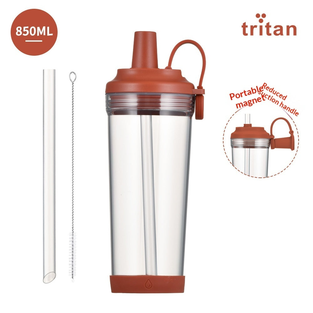 Portable Magnetic-Suction Handle BOBA Straw Water Bottle