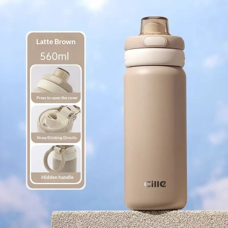 Portable Stainless Steel Straw Cup, Insulated Tumbler For Students And Children
