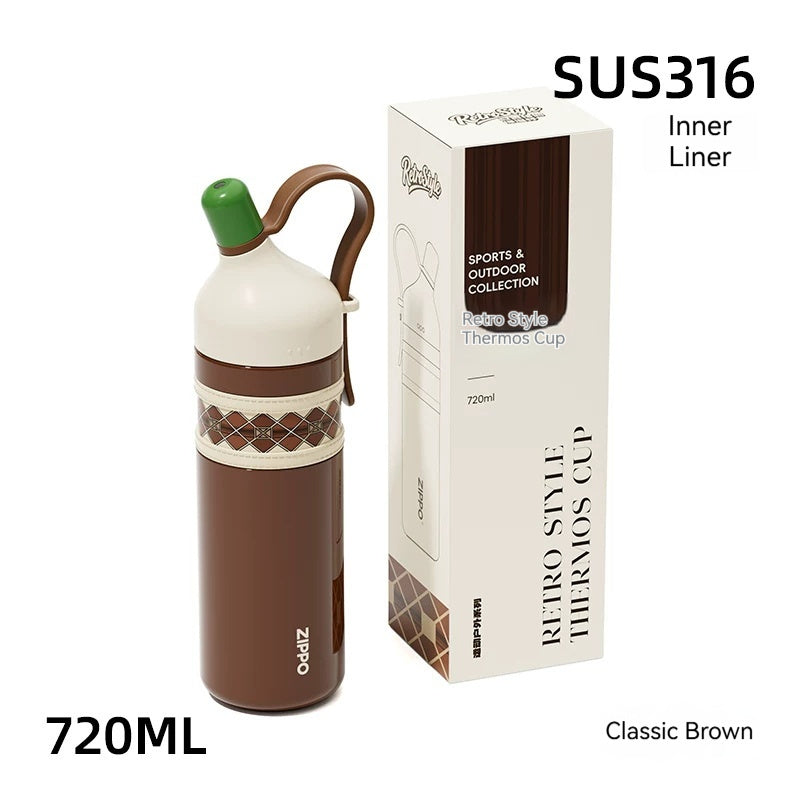 Womens Retro-style Large-capacity Sports Portable Car Water Bottle