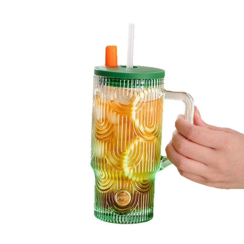Women's Large-capacity Glass Cup With Straw
