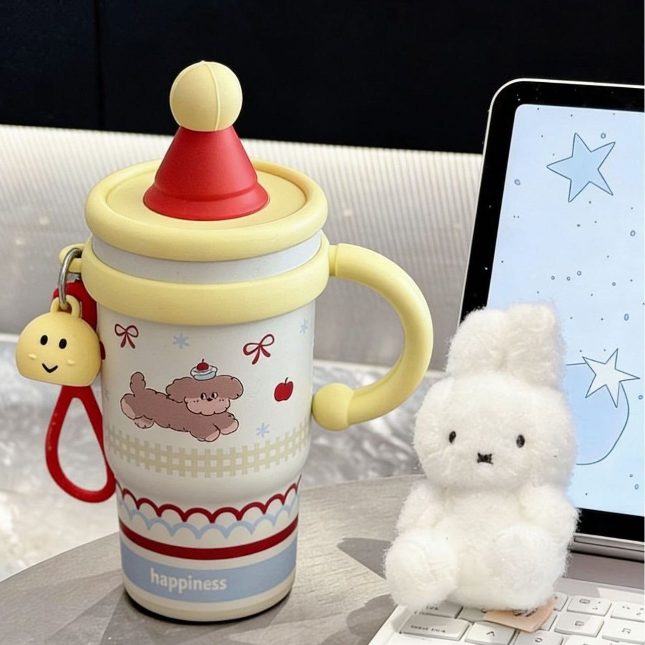 Insulated Cup With A Handle Portable Straw Water Bottle