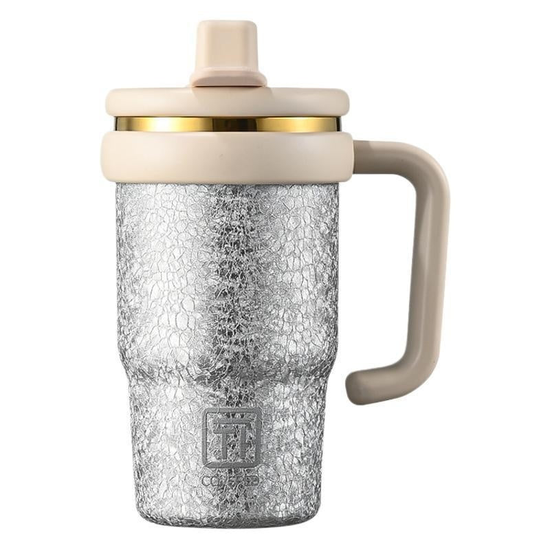 Insulated Cup With A Handle Portable Straw Water Bottle