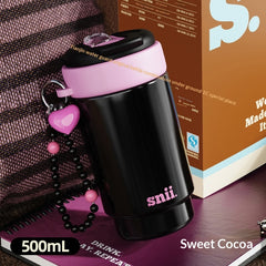 Insulated Water Bottle Coffee Mug Straw Portable Travel Cup With Contrasting Colors