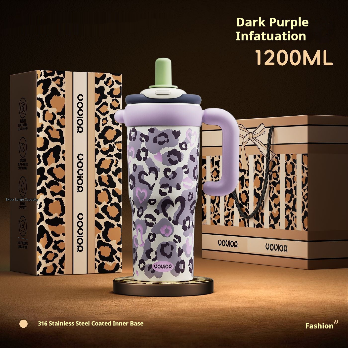 Household Item Leopard-print Straw Water Cup