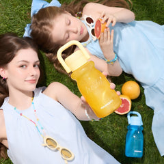 Portable Outdoor Travel Plastic Kids Straw Water Bottle