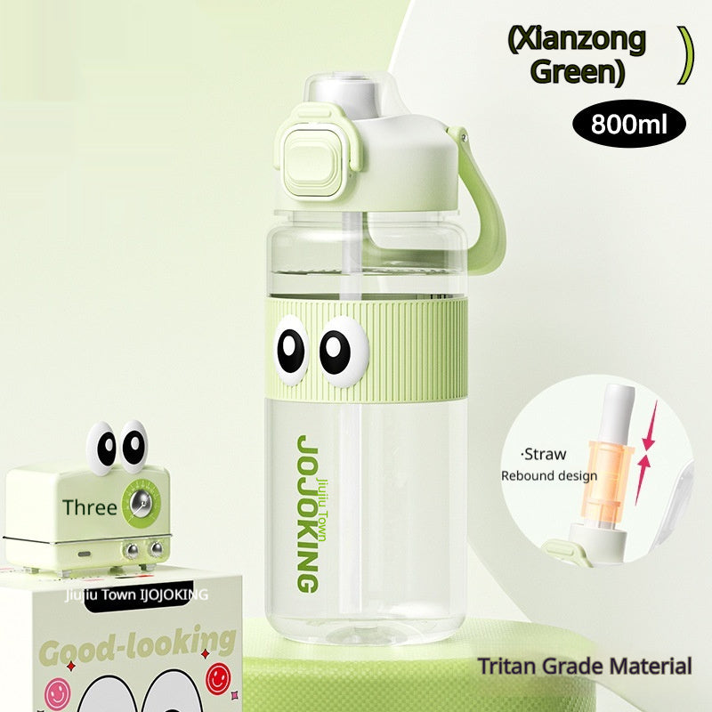 PCTG Straw-Infused Bounce-Back Leak-Proof Large-Capacity Portable Water Bottle