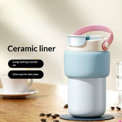 Thermal Mug Cold-preserving Travel-friendly With A Ceramic Inner Liner And A Straw