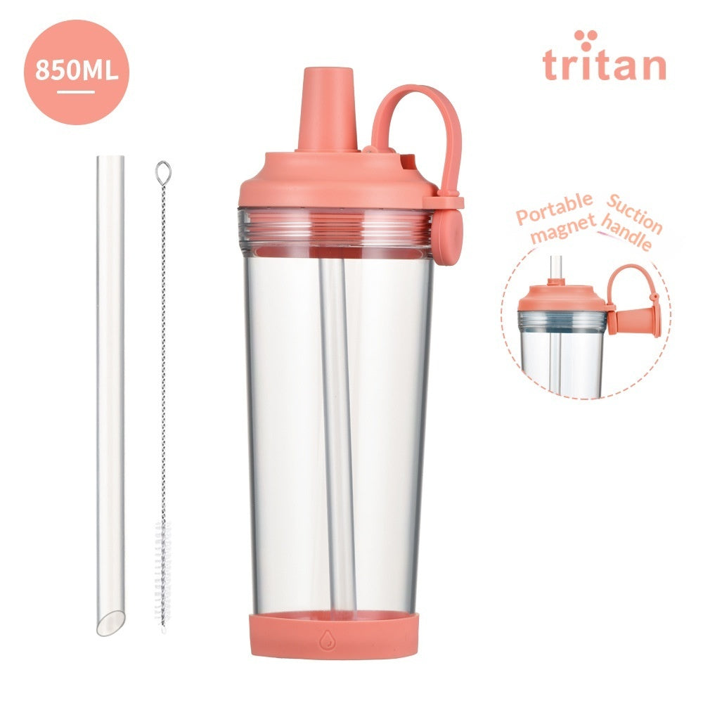 Portable Magnetic-Suction Handle BOBA Straw Water Bottle