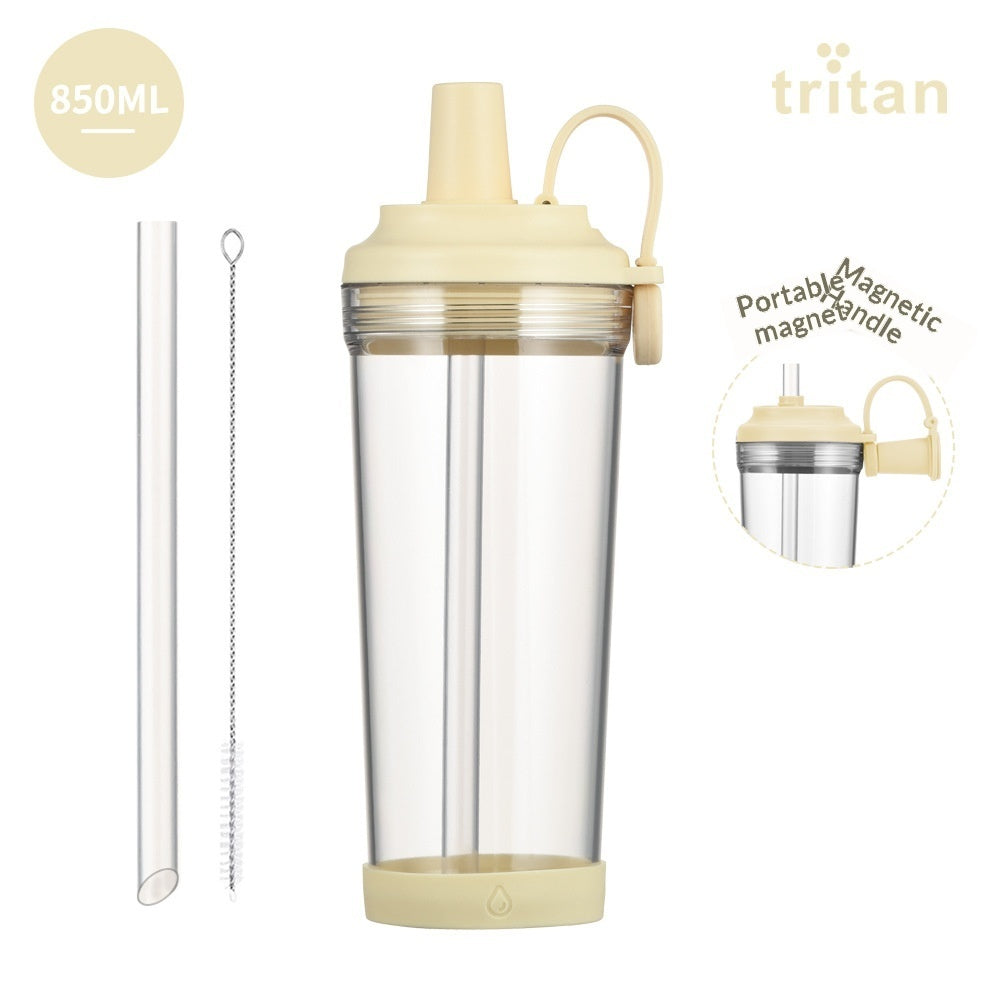 Portable Magnetic-Suction Handle BOBA Straw Water Bottle