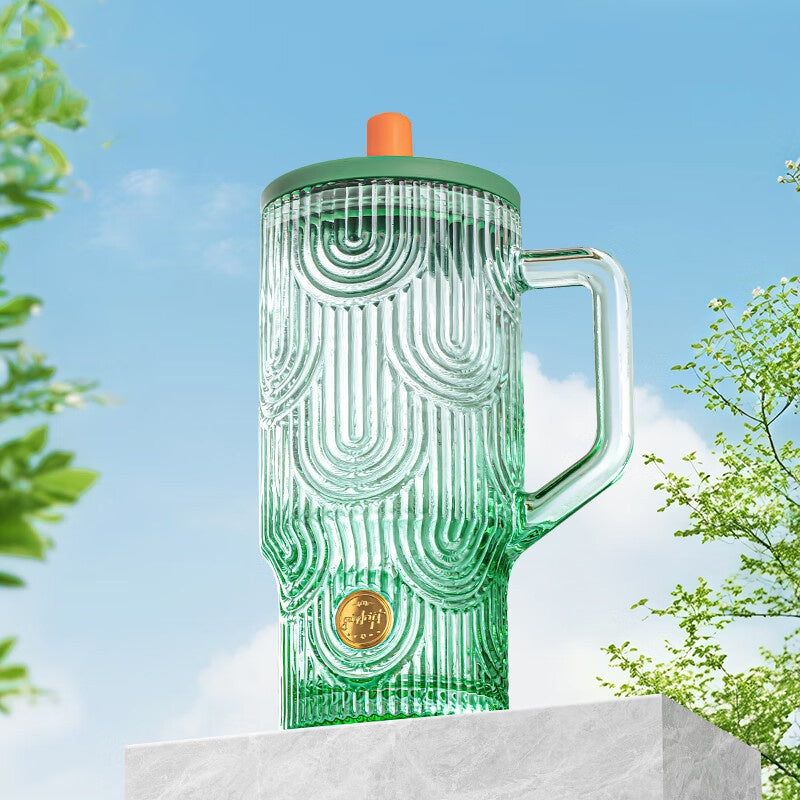 Women's Large-capacity Glass Cup With Straw
