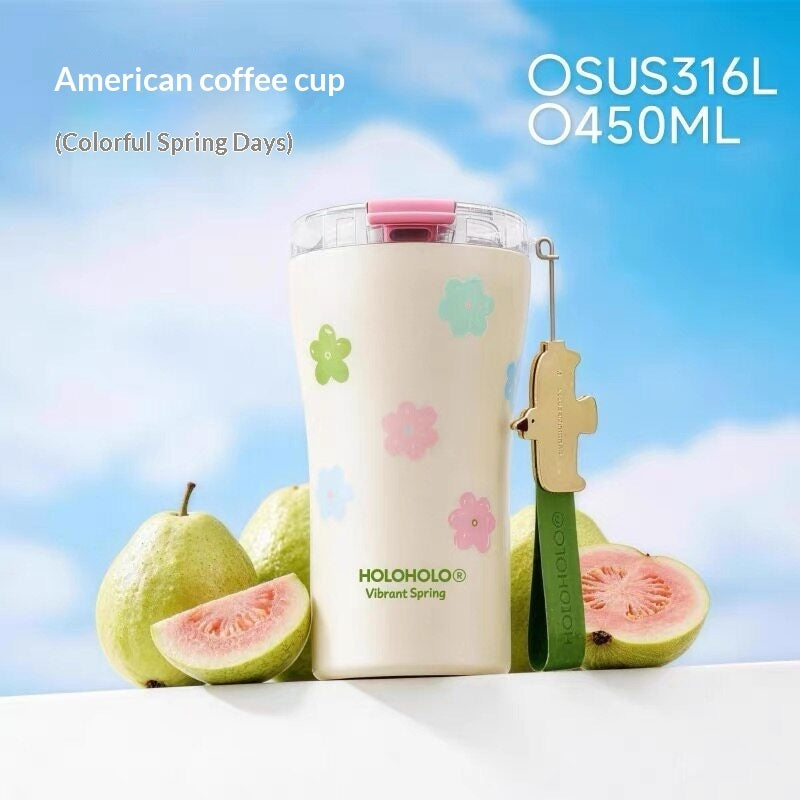 Thermal Cup Girly Straw Water Bottle