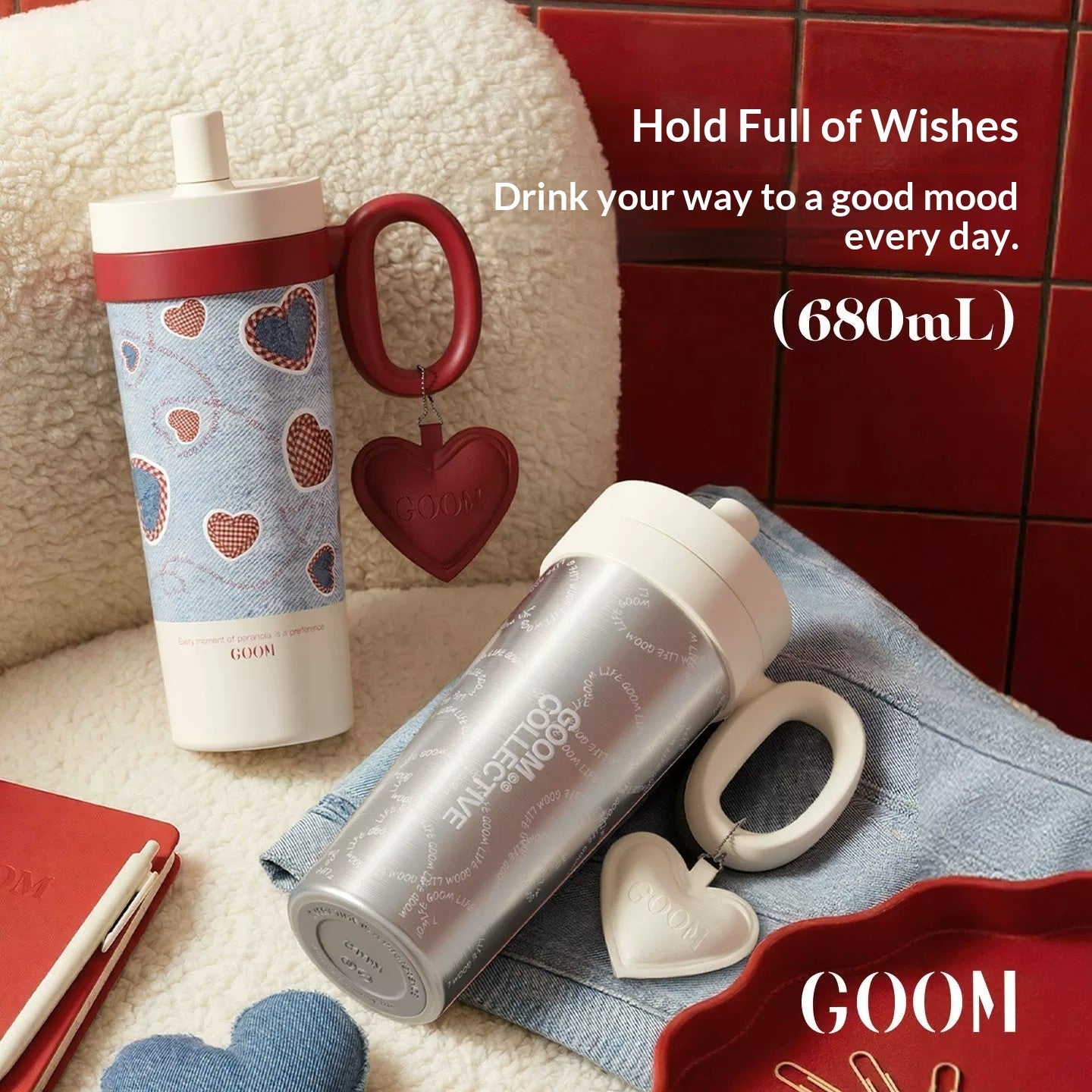 New Womens Thermal Straw Water Bottle