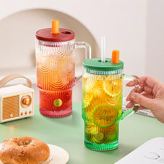 Women's Large-capacity Glass Cup With Straw