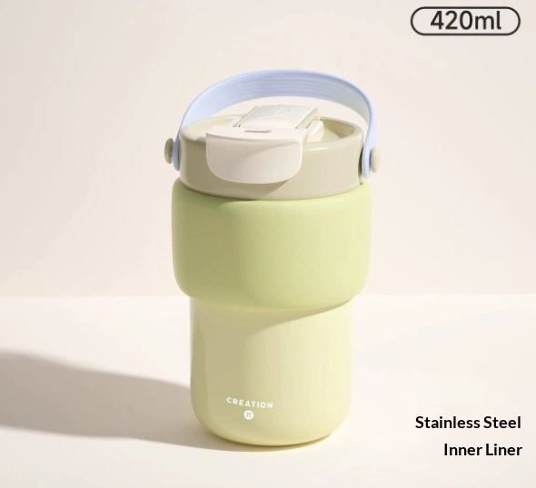 Thermal Mug Cold-preserving Travel-friendly With A Ceramic Inner Liner And A Straw