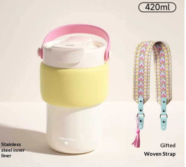 Thermal Mug Cold-preserving Travel-friendly With A Ceramic Inner Liner And A Straw