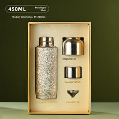 Magnetic-Attachment Lid Double-Walled Titanium Insulated Water Bottle
