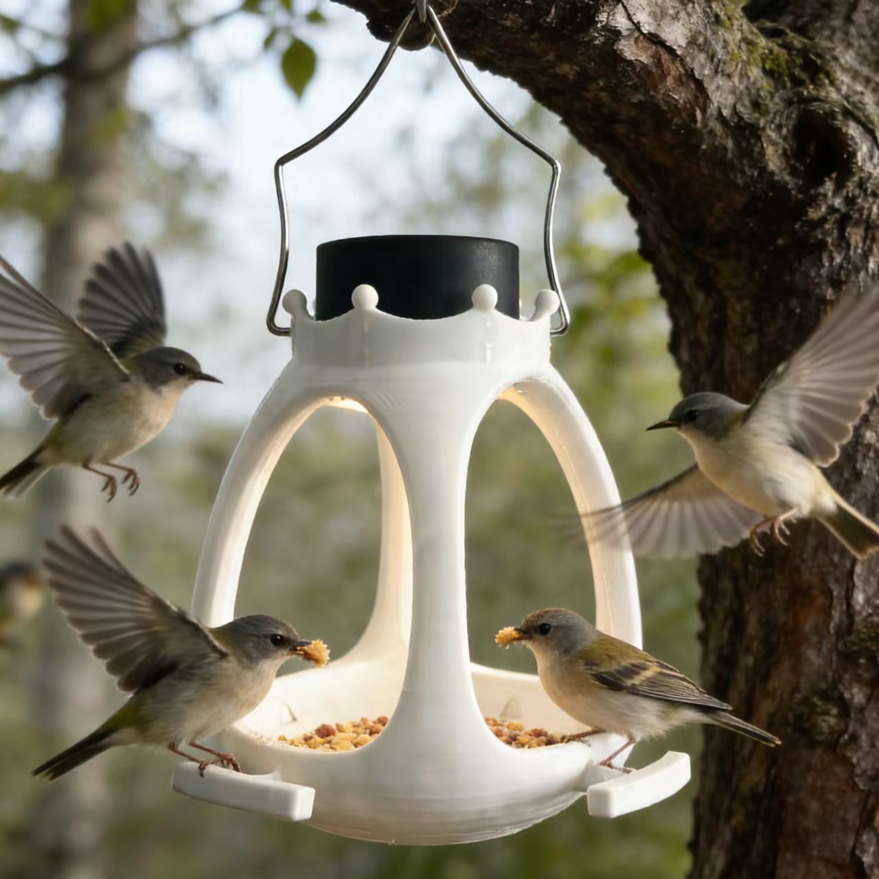 New Solar-Powered Crown Bird Feeder