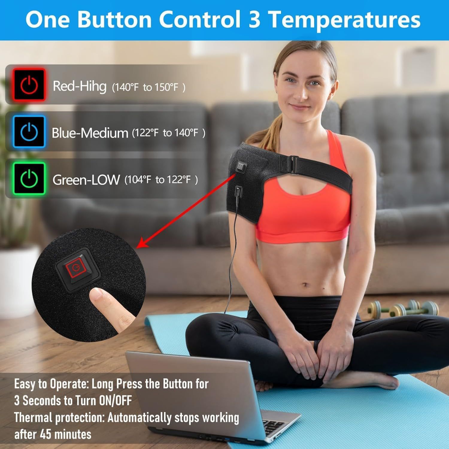 USB Heated Shoulder Wrap  Thermal Shoulder Pad For Neck And Joint Pain Relief, Single Shoulder Heating Pad With Adjustable Warmth For Men And Women