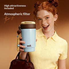 Insulated Water Bottle Coffee Mug Straw Portable Travel Cup With Contrasting Colors