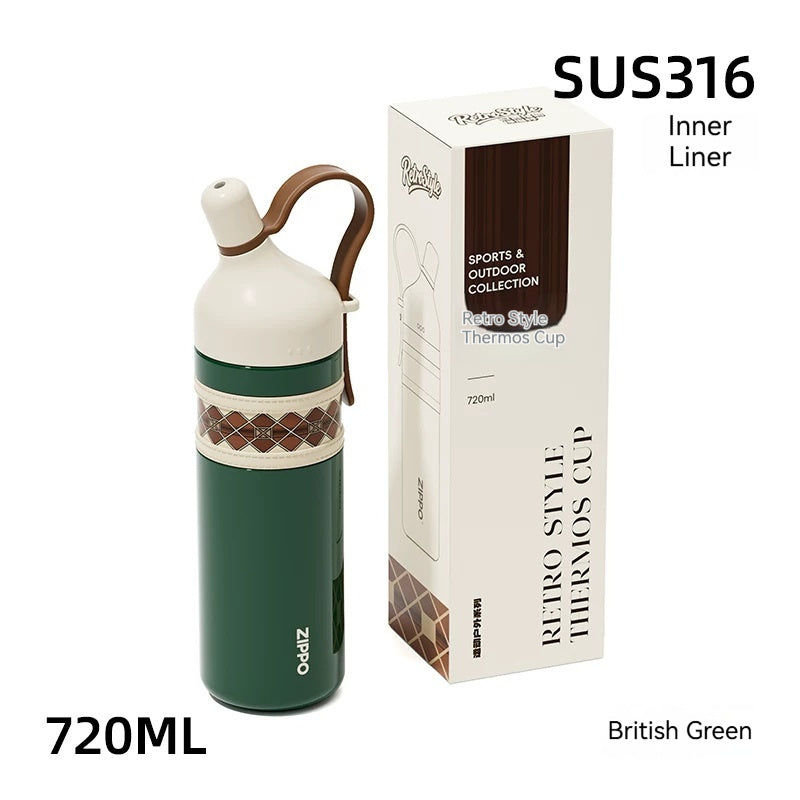 Womens Retro-style Large-capacity Sports Portable Car Water Bottle