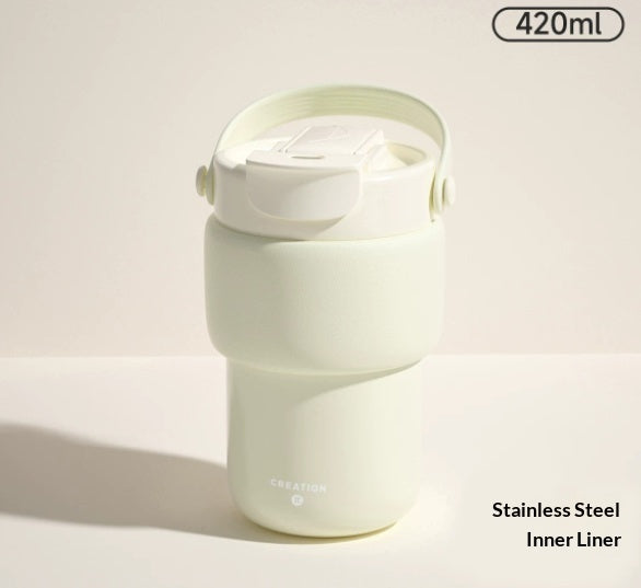 Thermal Mug Cold-preserving Travel-friendly With A Ceramic Inner Liner And A Straw