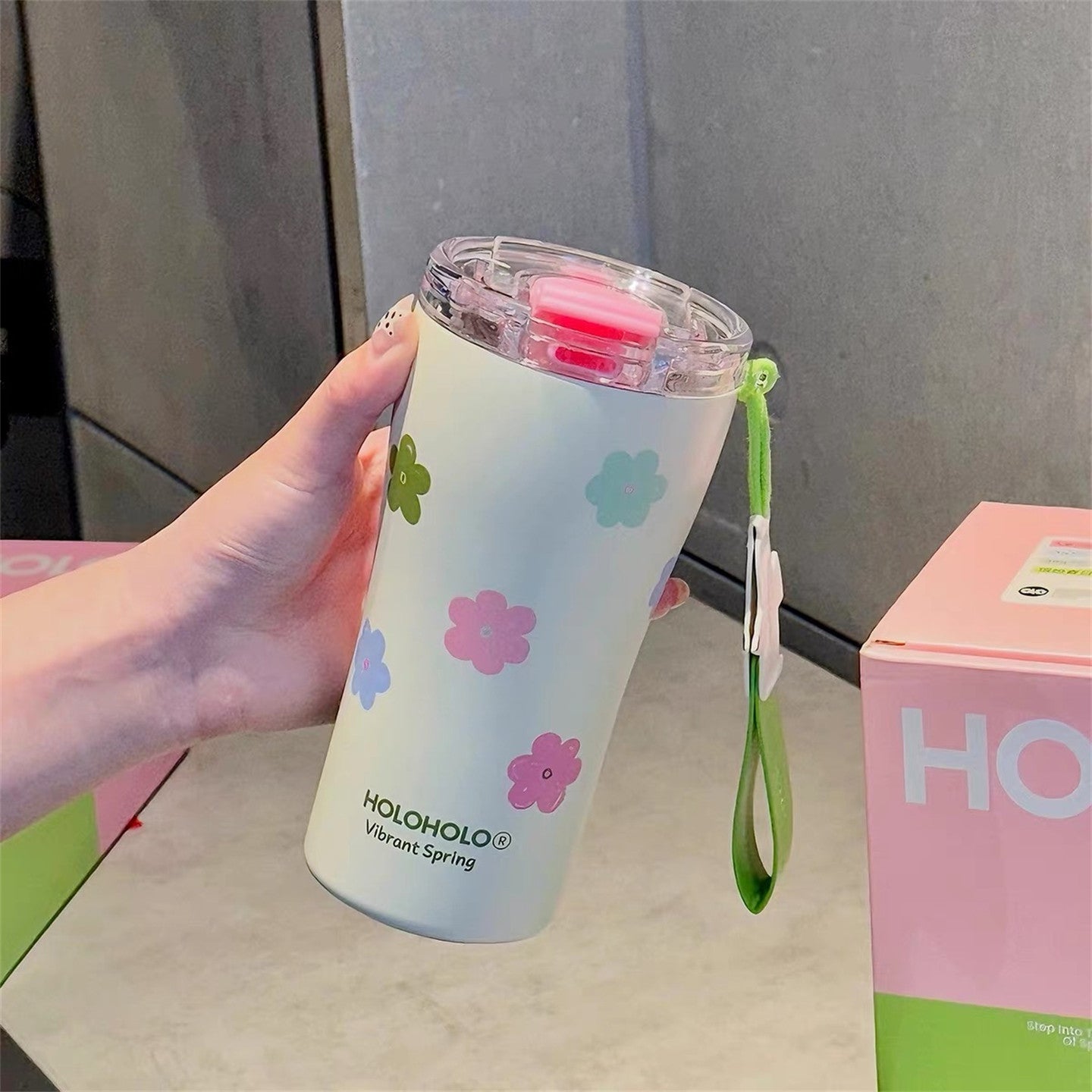 Thermal Cup Girly Straw Water Bottle