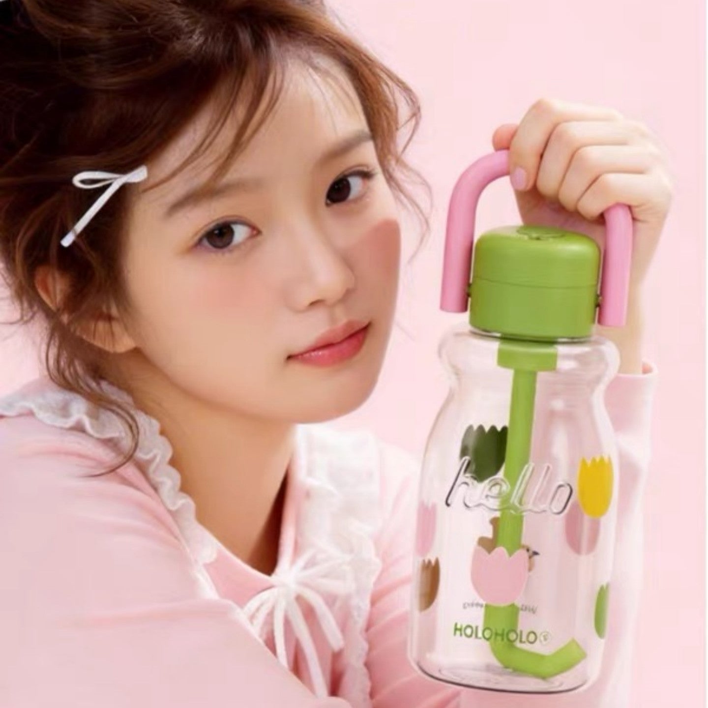 Thermal Cup Girly Straw Water Bottle