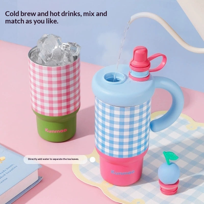 Womens Large-capacity Stainless Steel Straw Mug